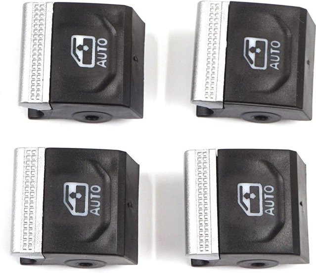 BROSS Fensterheber Schalter Reparatur Knopf Abdeckung Set für Renault Clio MK5 und Captur MK2 5-Türer, 4 Stück, Schwarz und Silber, BDP1211-2 - Bild 1