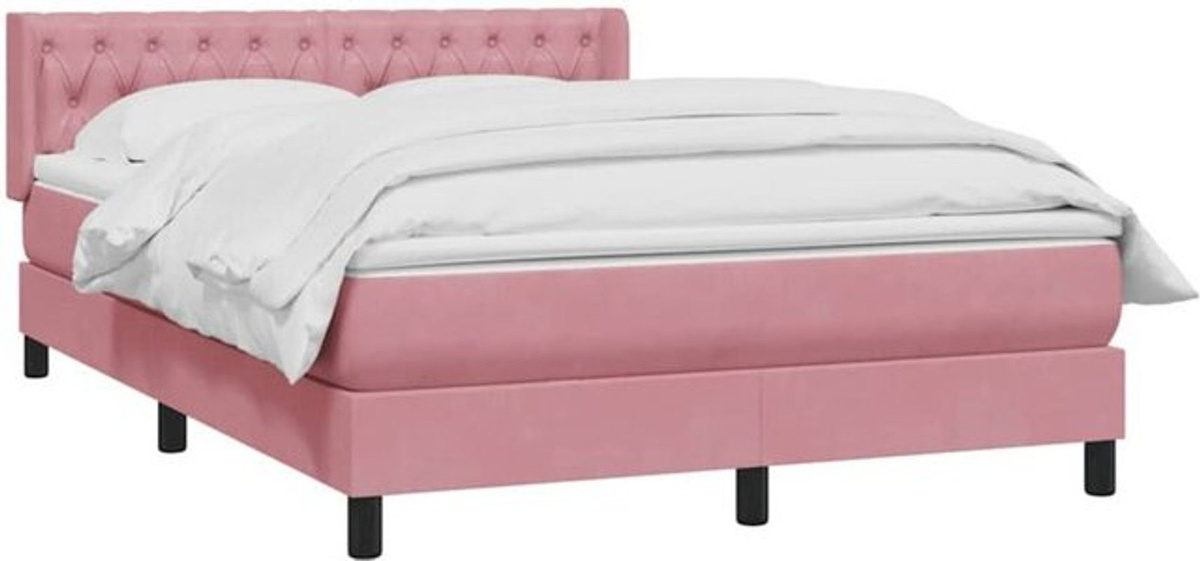vidaxl Boxspringbett mit Matratze aus Samt in Rosa, B/T/H: 140 x 220 x 78 cm - Bild 1