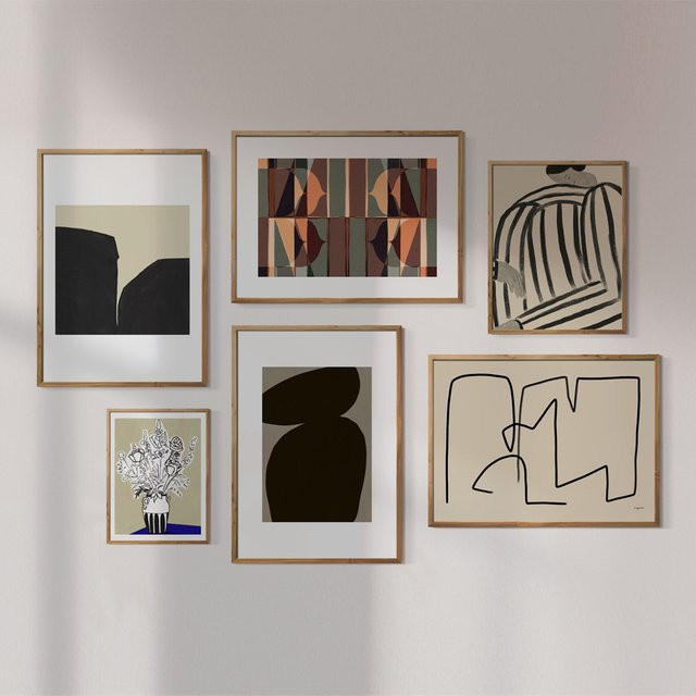 Potdemiel Wandkunst Leinwand mit abstrakter geometrischer Motivierung im Nordic-Stil für dein Wohnzimmer - Bild 1