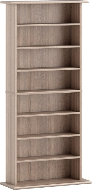 HOMCOM CD- und DVD-Regal in Naturholz mit 8 verstellbaren Fächern für Wohnzimmer und Büro, B: 58 cm, T: 24 cm, H: 126,3 cm - Bild 1