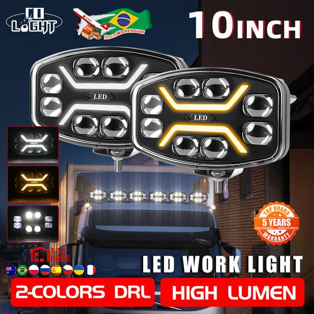 CO LIGHT 10 Zoll LED-Nebel- und Fahrlichter für LKW und Offroad-Einsatz, 24V, 80000LM, Weiß und Bernstein - Bild 1