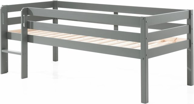 Vipack Kojen-Spielbett für Kinder aus massiver Kiefer, grau lackiert, inkl. Leiter und Rolllattenrost, Liegefläche B: 90 cm, L: 200 cm - Bild 1
