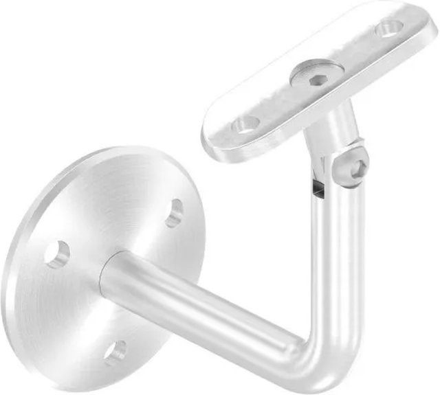 FeNau Handlaufhalter aus Edelstahl V2A, silber, rund, mit Gelenk und Verschraubung, für 42,4 mm Rohre, Durchmesser: 58 mm, Breite: 58 mm - Bild 1