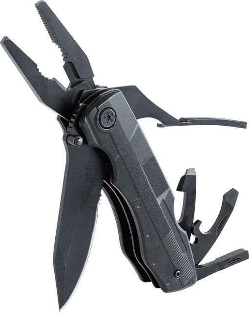 LUX-TOOLS Multitool-Taschenmesser 12in1 aus Edelstahl in Schwarz - Bild 1
