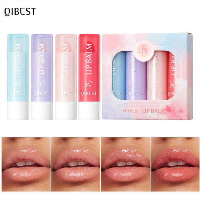 QIBEST Lippenbalsam-Set, farblos, glänzend, 4-teilig - Bild 1