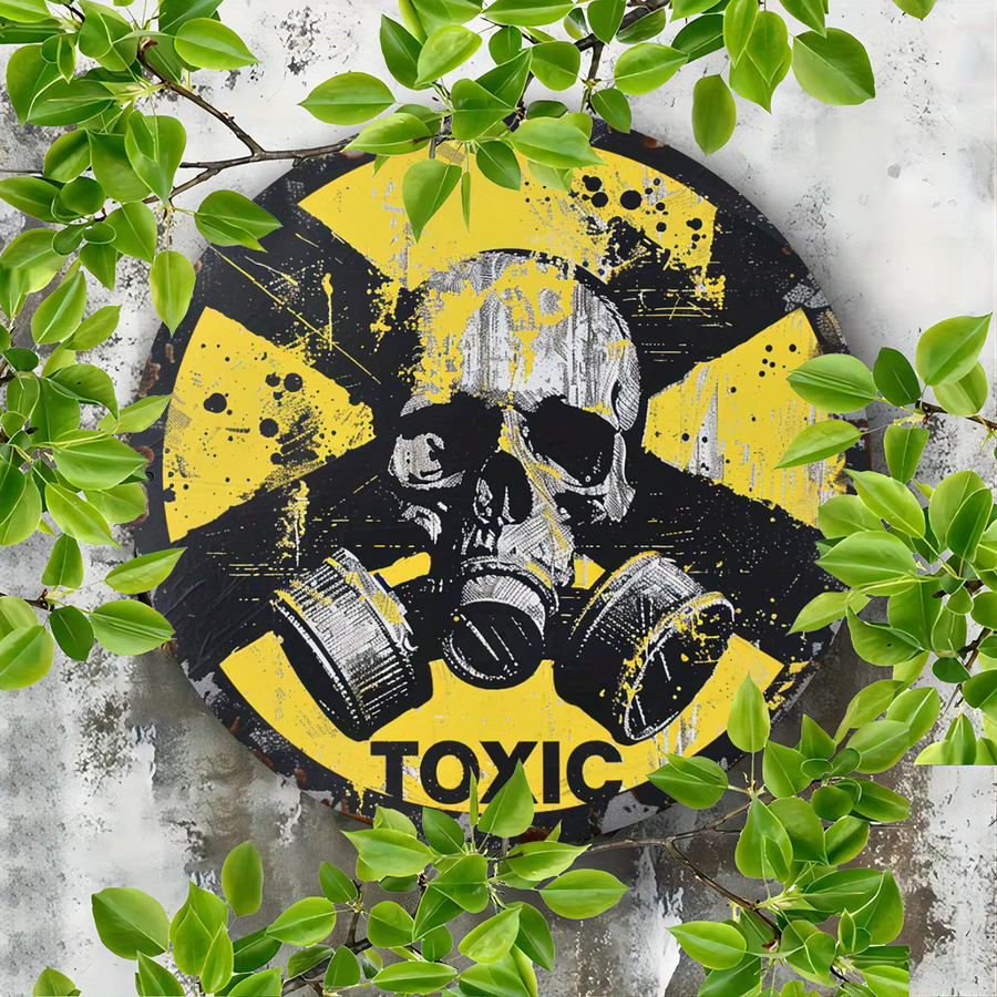 CIFBUY Vintage-Gefahrenschild Toxic als runde Wanddekoration aus Metall in Gelb, Durchmesser: 20,32 cm - Bild 2