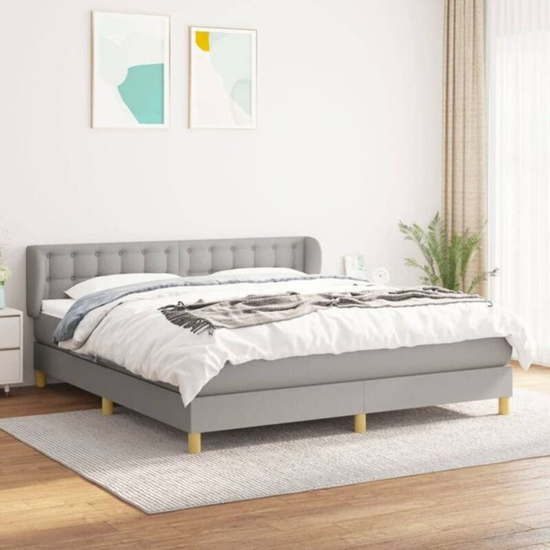 Vidaxl Boxspringbett mit Matratze aus Stoff in Grau B/T/H: 160 x 200 cm - Bild 1