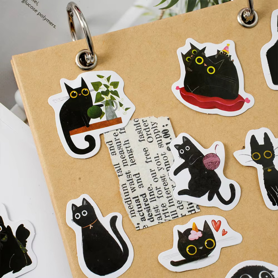 mr.paper Kawaii Aufkleber Set Schwarze Katze, 46 Stück, Multicolour, Dekoration für Tagebuch und Grußkarten - Bild 2