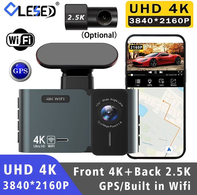 4K Ultra HD Dashcam mit 2,5K Rückkamera und OLESED Display in Schwarz mit WLAN, GPS und Nachtsicht - Bild 1