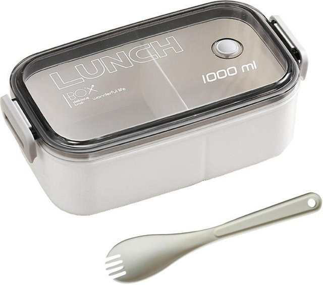 Yiran Furniture Einlagige Lunchbox mit Besteck, mikrowellengeeignet und auslaufsicher, grau - Bild 1