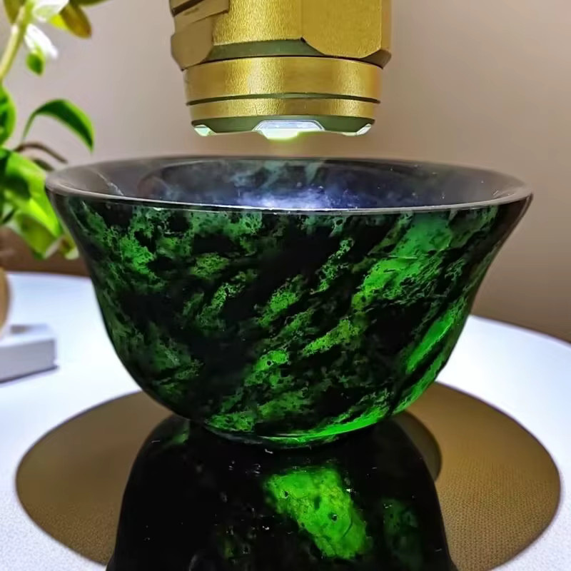 Tibetische Medizin König Stein Teetasse aus natürlicher grüner Jade für die chinesische Teezeremonie und Kung Fu Teeset - Bild 3