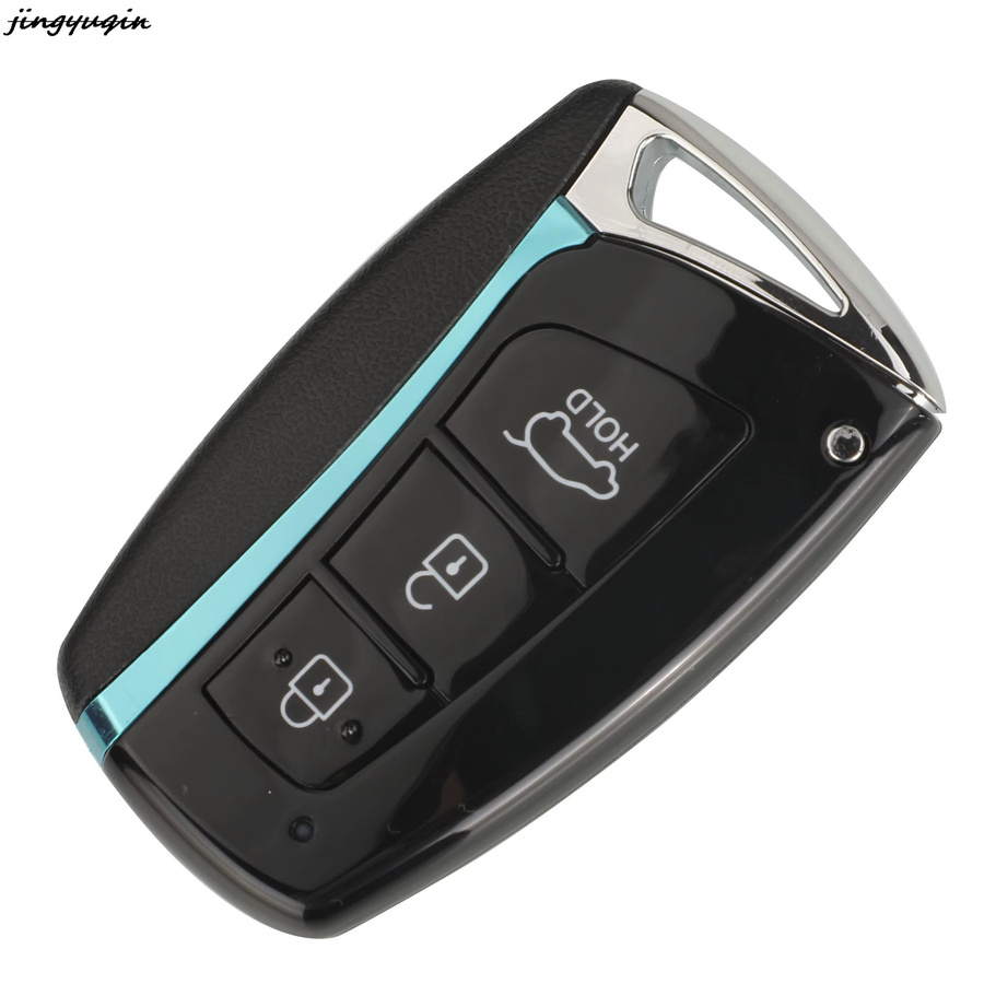 Jingyuqin Fernbedienungs-Autoschlüsselgehäuse für Hyundai Genesis Santa Fe Equus Azera, 3/4-Tasten Smart Fob Schlüsselhülle, Schwarz - Bild 2