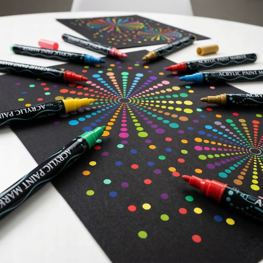 24er Set Acrylmarker mit doppelseitiger Meißelspitze, wasserfeste Permanent-Stifte in Mehrfarben für DIY-Projekte auf Stein, Holz, Metall, Glas und Leinwand - Bild 3