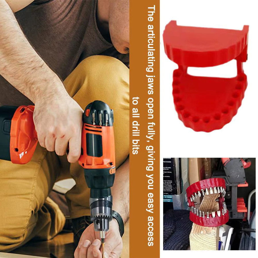 Prothesen-Bohrerhalter im Zahn-Design mit 28 Bits und Adapter-Set in Rot - Bild 2