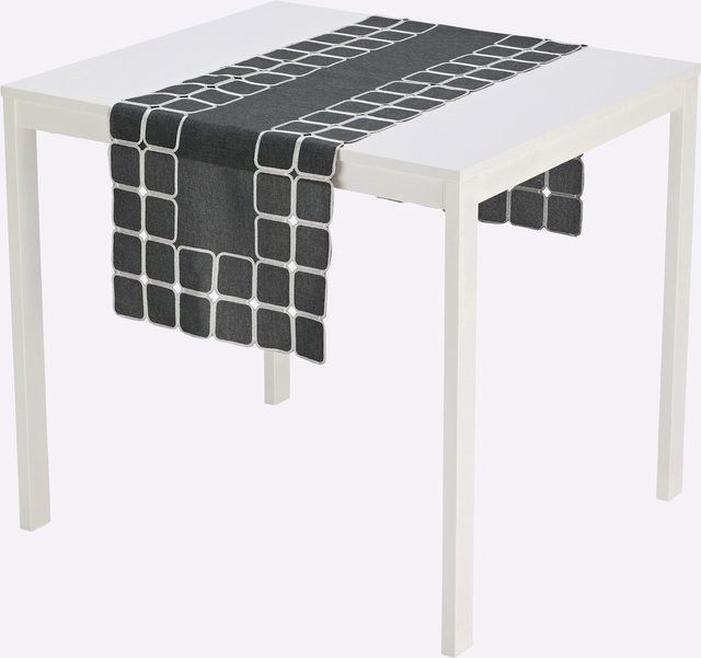 Heine Tischdecke modern kariert in Anthrazit Grau aus 100% Polyester, rechteckig - Bild 1