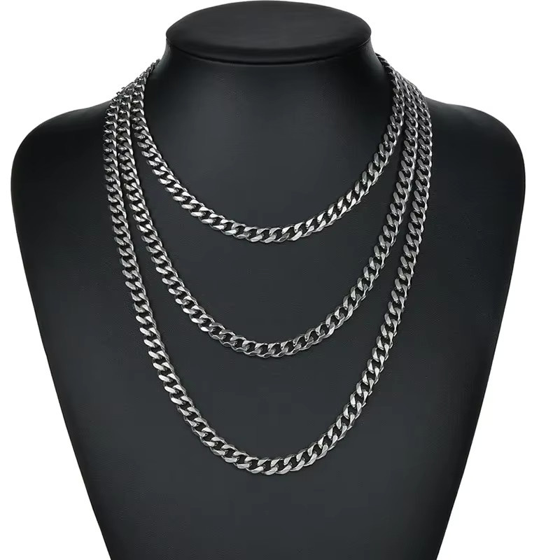 DAIPAN Halskette Edelstahl, Silber, Cuban Link, Unisex - Bild 2