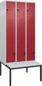 C+P Z-Spind Classic PLUS Sitzbank mit 6 Fächern und Sicherheits-Drehriegel, Kunststoff-Sitzfläche, B/T/H: 212,0 x 90,0 x 81,5 cm - Bild 1