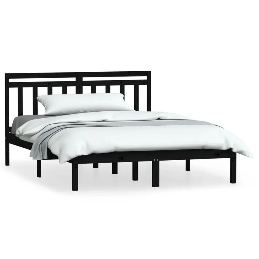 vidaXL Massivholzbett aus Kiefer in Schwarz, B/T/H: 140 x 190 cm - Bild 2