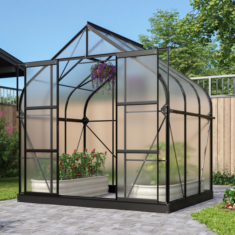 Vitavia Gewächshaus Dione 5000 in Schwarz mit Stahlfundamentrahmen und Polycarbonat-Verglasung, 5,0 m² - Bild 2