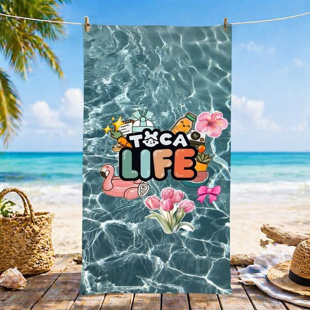 T-Toca Life World Mikrofaser Strandtuch, blau, B/H: 60 x 35 cm - Bild 1