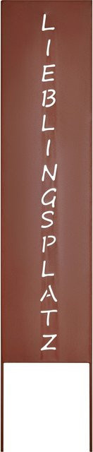 Paneel Lieblingsplatz aus Eisen in Rostbraun, rustikales Metallpaneel, B/H/T: 75 x 15 x 0,5 cm - Bild 1