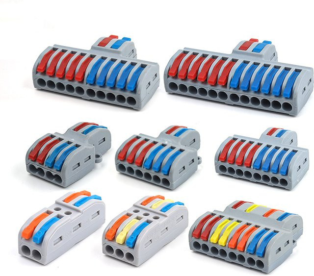 DIY GO Universal Compact Push-in Leiter SPL Splitter Verdrahtung Kabel Stecker Butt Terminal Block AWG28-12, Mehrfarbig - Bild 1