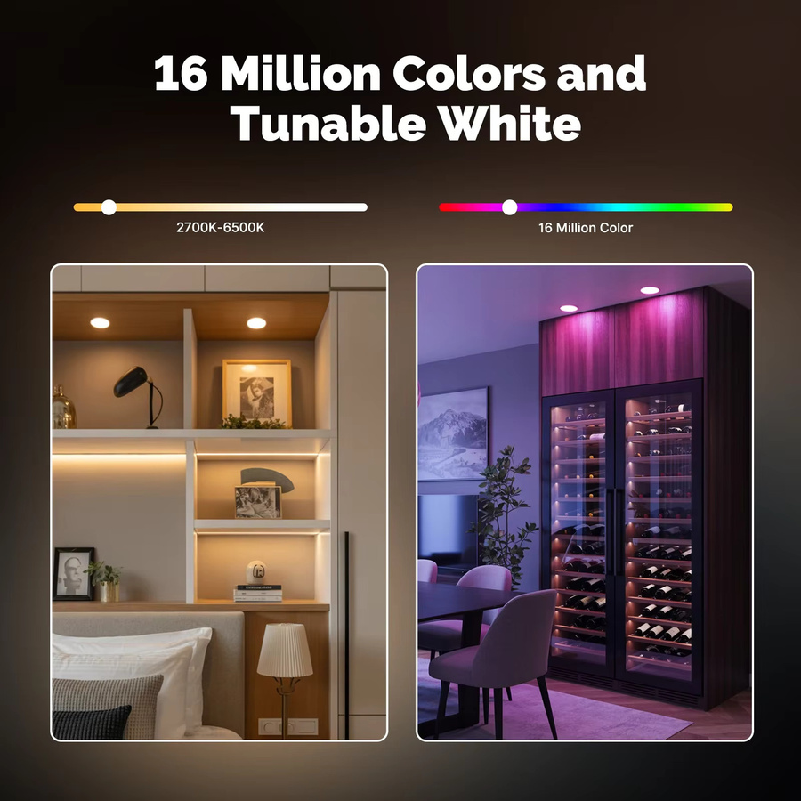 MOES Tuya ZigBee Smart LED Lampe GX53 in Weiß mit Musik-Synchronisation, RGB und dimmbarer Helligkeit via App oder Sprachsteuerung - Bild 2