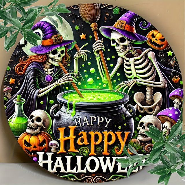 Potdemiel Happy Halloween Metallschild Wanddekoration Multicolor B/H: 20 x 20 cm - Bild 1