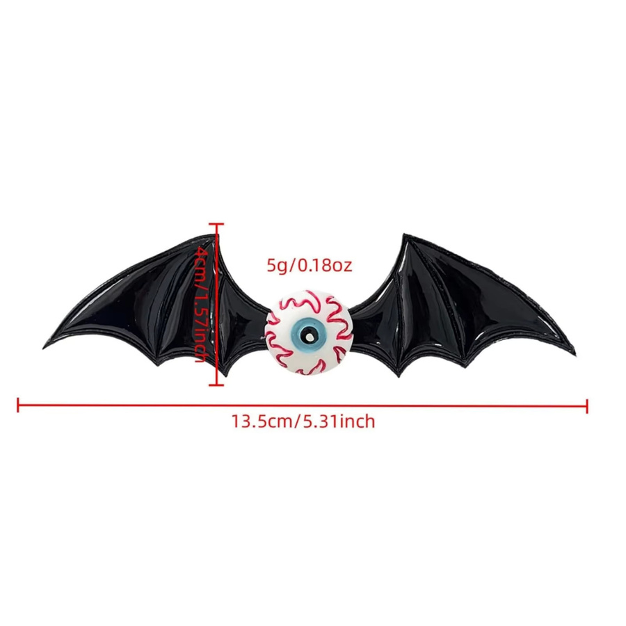 Haarspangen Fledermaus, Augapfel-Design, Schwarz, Rot, Unisex - Bild 3
