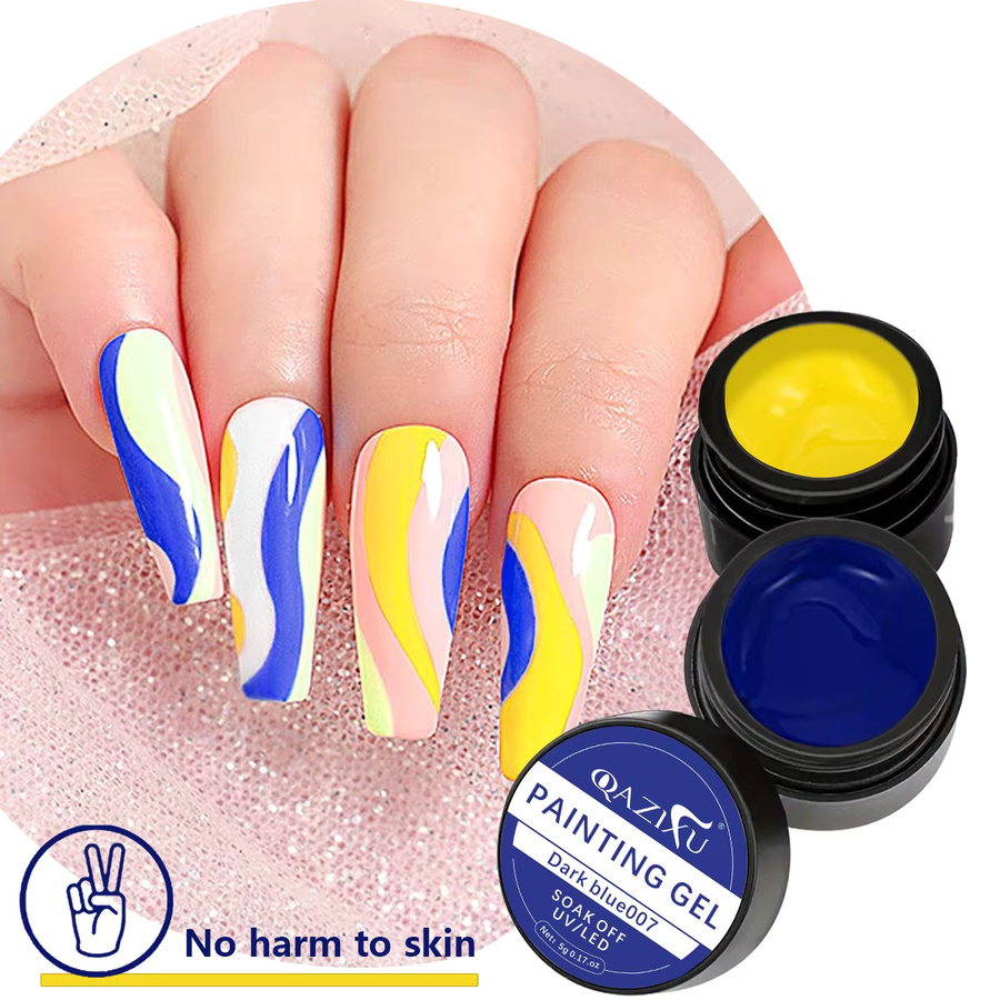 QAZIXU Nail Art Gel Lack, Schwarz Weiß Silber, Glänzend - Bild 1