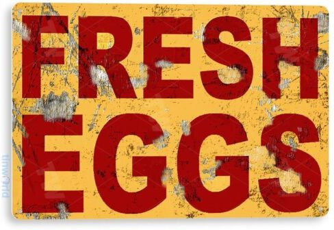 TIN SIGN Rustikale Metalldekoration Fresh Eggs Wandkunst in Mehrfarben, B/H: 20 x 14 cm - Bild 1