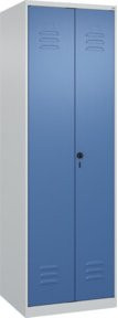 C+P Wäsche-Spind Classic PLUS mit 2 Abteilen und Sicherheits-Drehriegel, grau/blau, H x B x T: 185 x 60 x 50 cm - Bild 1