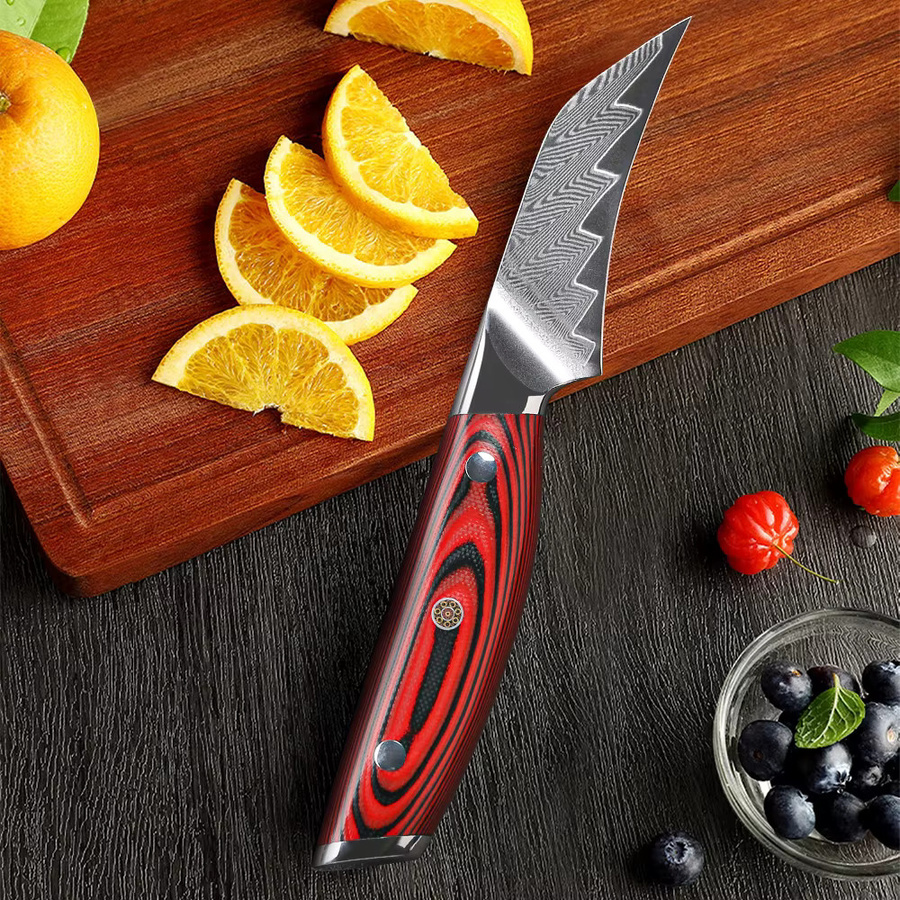 TURWHO Professionelles Damaszener Schälmesser aus 67-lagigem Stahl mit Holzgriff, 3 Zoll Allzweckmesser für Obst und Gemüse - Bild 2
