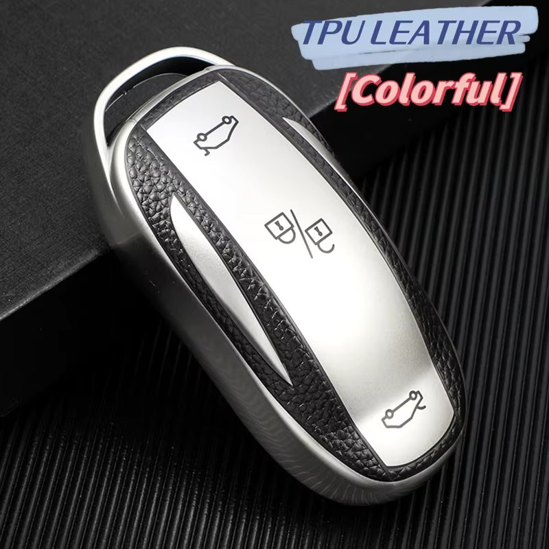 Leder TPU Schutzhülle für Tesla Model X Model S Model 3 Model Y Smart Key Fob Case in Rot - Bild 3
