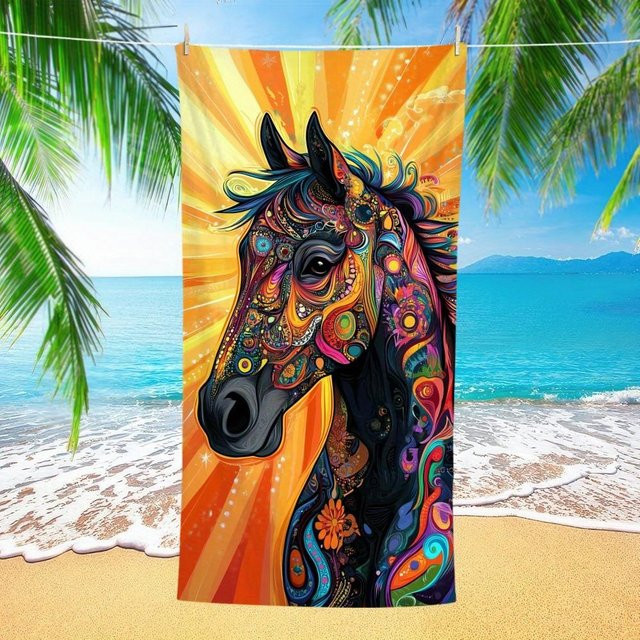 Dalangpa Bohemian Horse Sonne Strandtuch Gemustert, Winddicht und Sonnenschutz, B: 40 cm, H: 60 cm - Bild 1