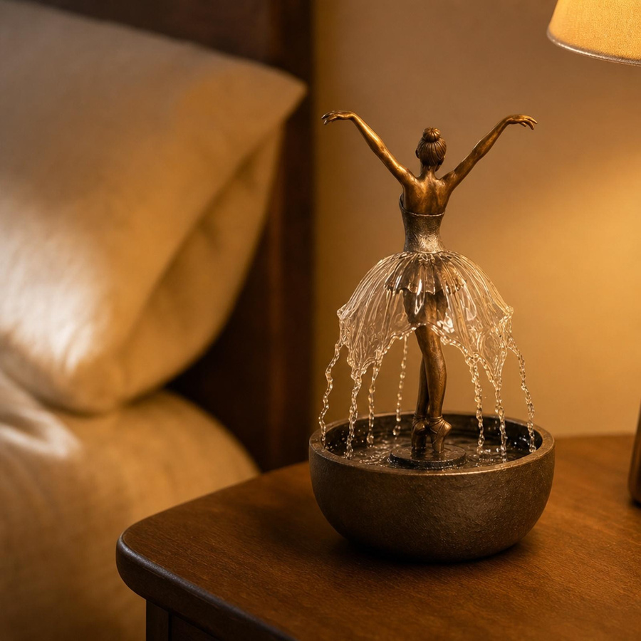 Xingben Six Tanzende Ballerina Tischbrunnen Skulptur mit runder Basis als Indoor Wasserspiel für dein Heim oder Büro - Bild 6