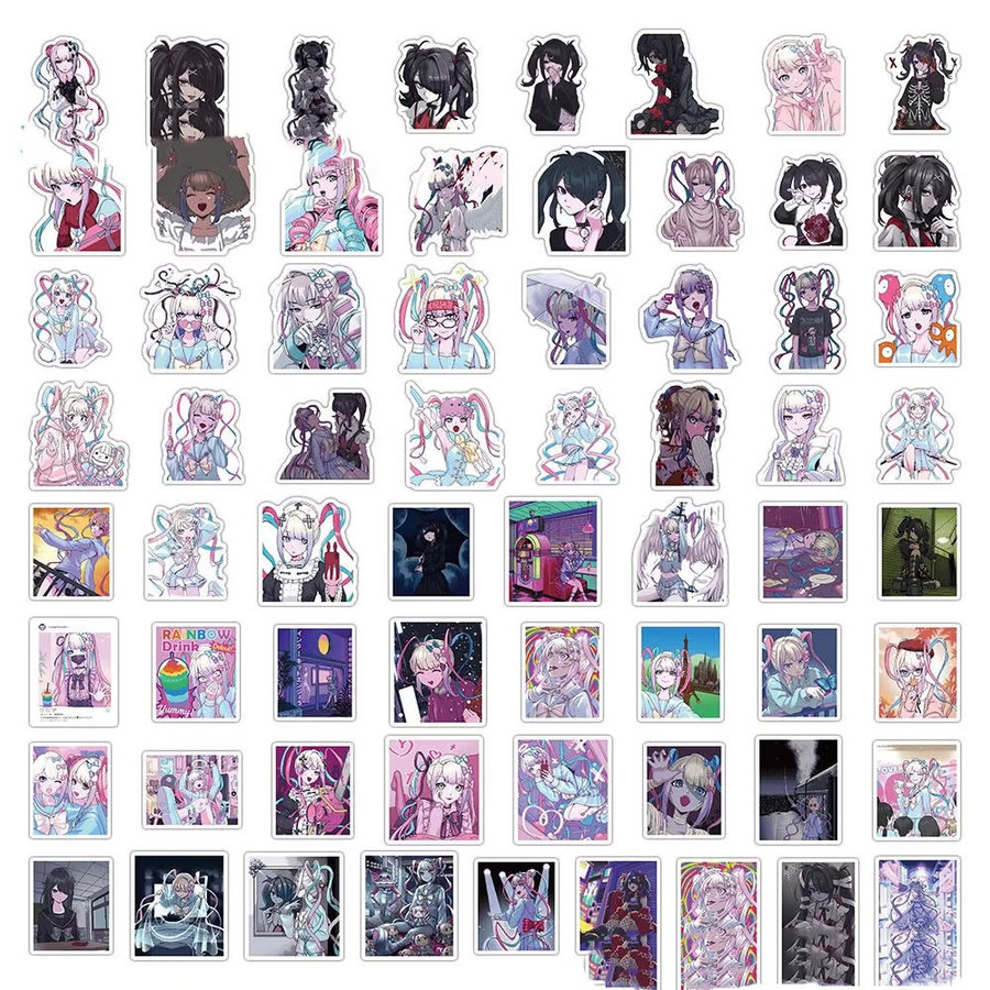 65 Stück Cartoon Anime Aufkleber Needy Girl Overdose Set, wasserfeste DIY Aufkleber für Scrapbooking, Telefon und Skateboard, Mehrfarbig - Bild 4