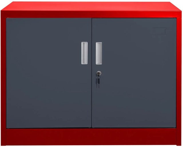 Jet-Line Stahlschrank Saratow in Anthrazit-Rot mit abschließbaren Türen und verstellbaren Regalböden, B/T/H: 68 x 40 x 90 cm - Bild 1