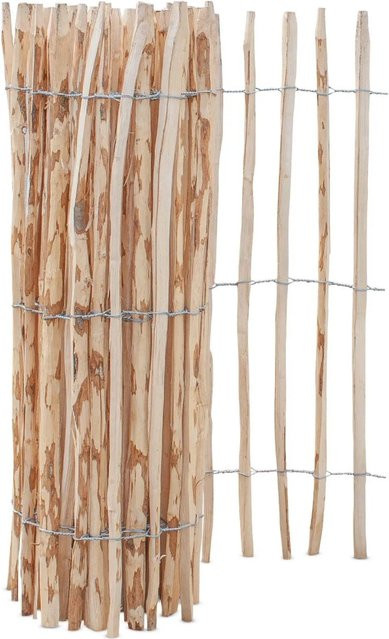 Stiltreu Palisadenzaun Haselnuss aus unbehandeltem Holz, Farbe Braun, B: 500 cm, H: 90 cm, Tiefe: 30 cm - Bild 1