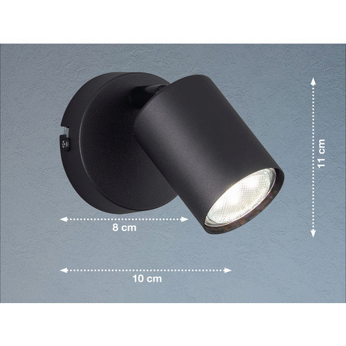 Fischer & Honsel Wandleuchte Vano, 1-flammig, Schwarz, Metall, GU10, LED - Bild 2