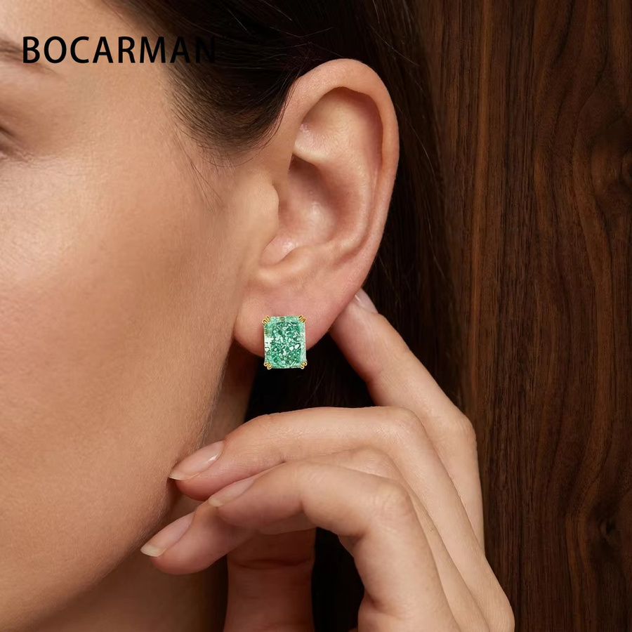 Bocarman Ohrstecker, S925-Silber, Zirkon, Paraiba-Tansanit, blau, mintgrün, Damen - Bild 3