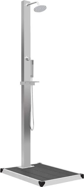 vidaXL Gartendusche mit Bodenelement aus WPC und Edelstahl in Silber und Grau, Höhe: 210 cm, Breite: 80 cm, Tiefe: 62 cm - Bild 1