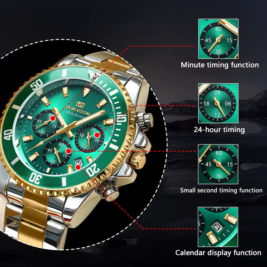 VA VA VOOM Armbanduhr, Quarz, Edelstahl, Grün, Herren - Bild 3