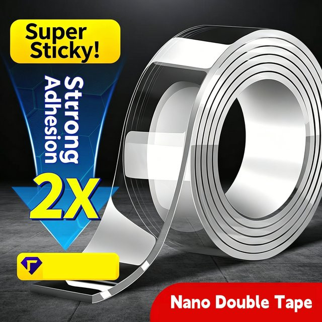 YX Hochleistungs-Nano-Doppelseitiges Gel-Klebeband, Transparent, Wasserfest und Rückstandsfrei, Schneidbar und Waschbar - Bild 1