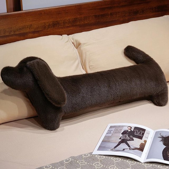 Yiran toy Langer Körper Dackel Plüschtier Kissen, braun, 50cm - Bild 1