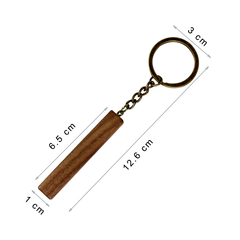 5-teiliger Walnuss-Schlüsselanhänger, Holz, Lederband, Unisex - Bild 3