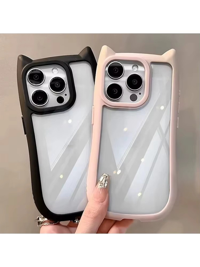 Stoßfeste Silikon-Handyhülle mit Katzenohren für Apple iPhone, Transparent - Bild 2