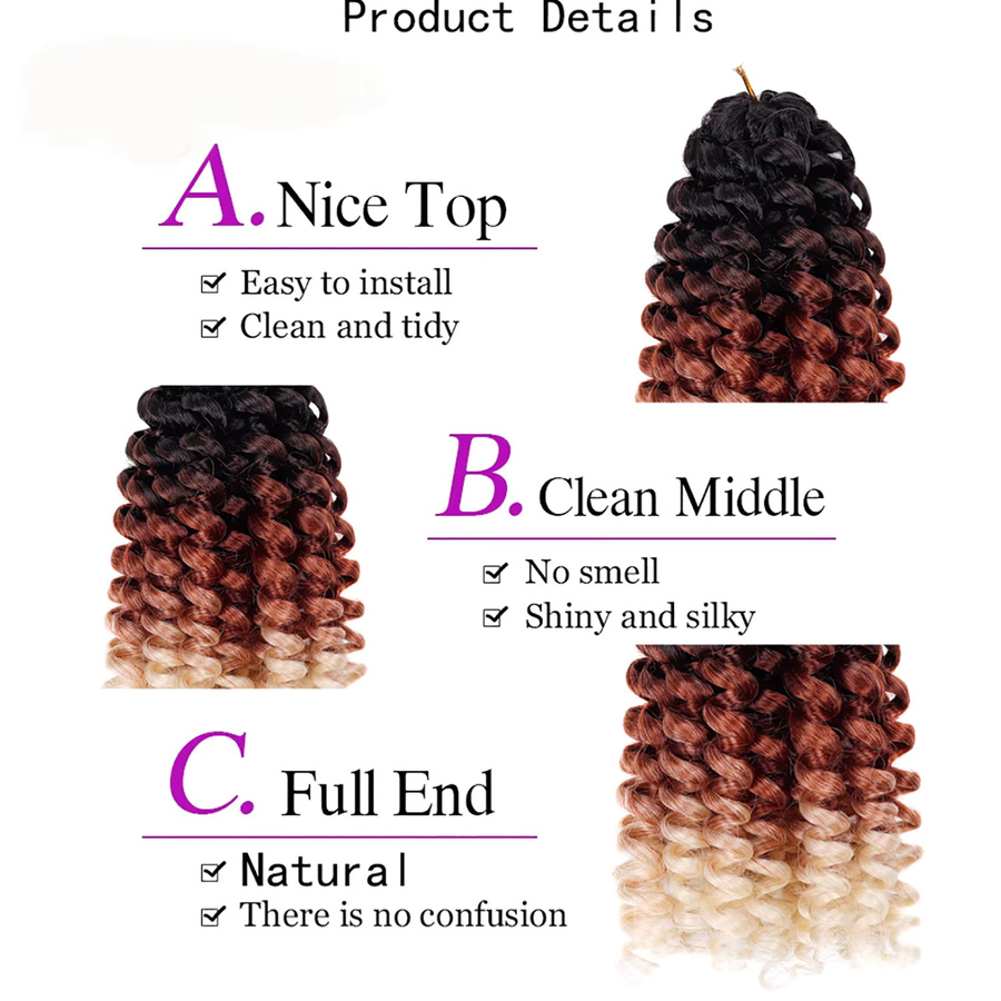Jeedou GoGo Curl Wasserwellen-Flechthaare, Ombre Schwarz, Damen - Bild 5