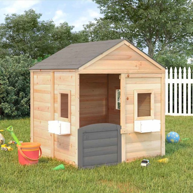 Vidaxl Spielhaus aus Tannenholz mit Türen und Blumentöpfen - Bild 1