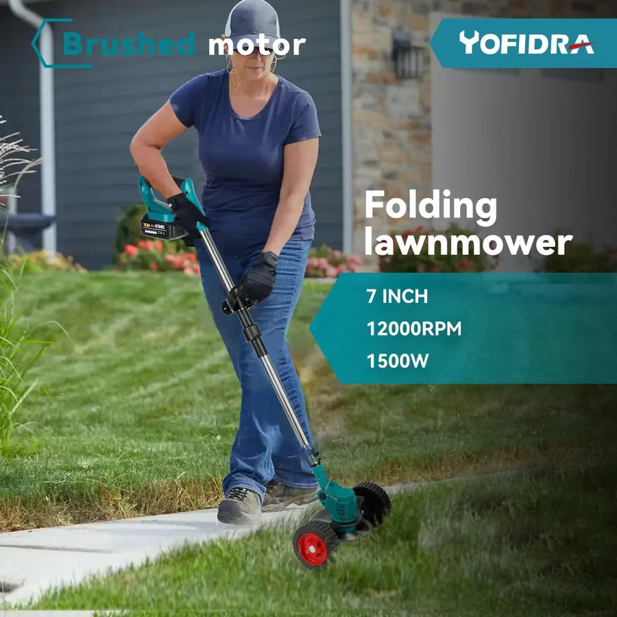 Yofidra Elektrischer Rasenmäher und kabelloser Rasentrimmer mit 2 Akkus für Makita 18 V kompatibel - Bild 2